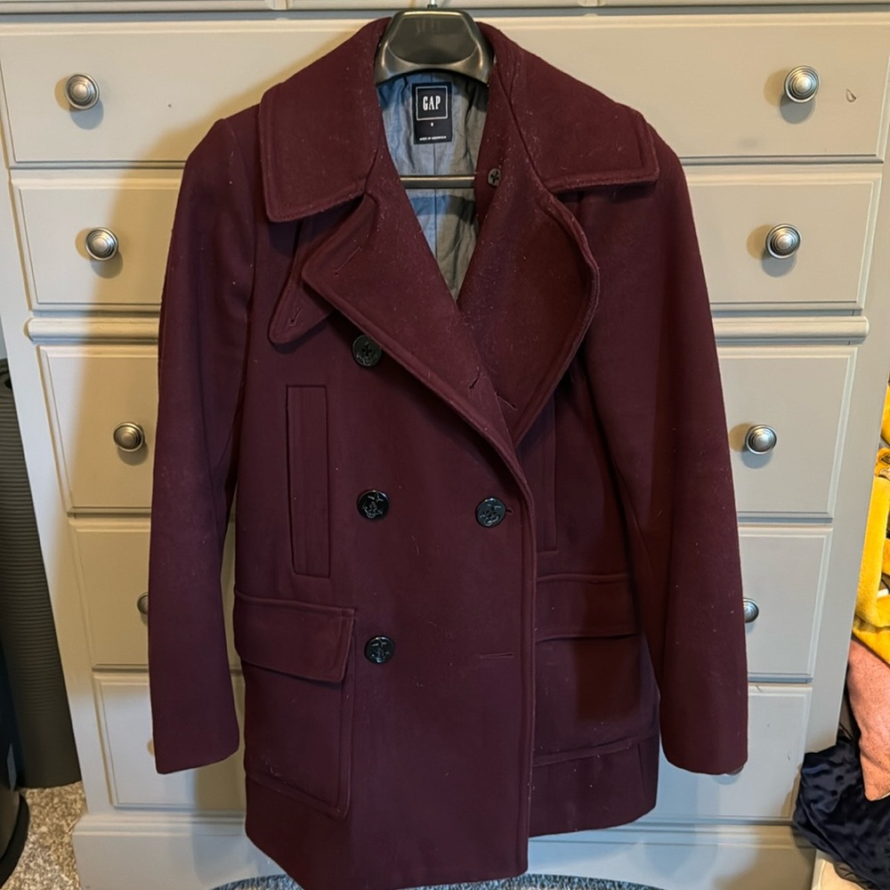 GAP Wine Colored Pea Coat